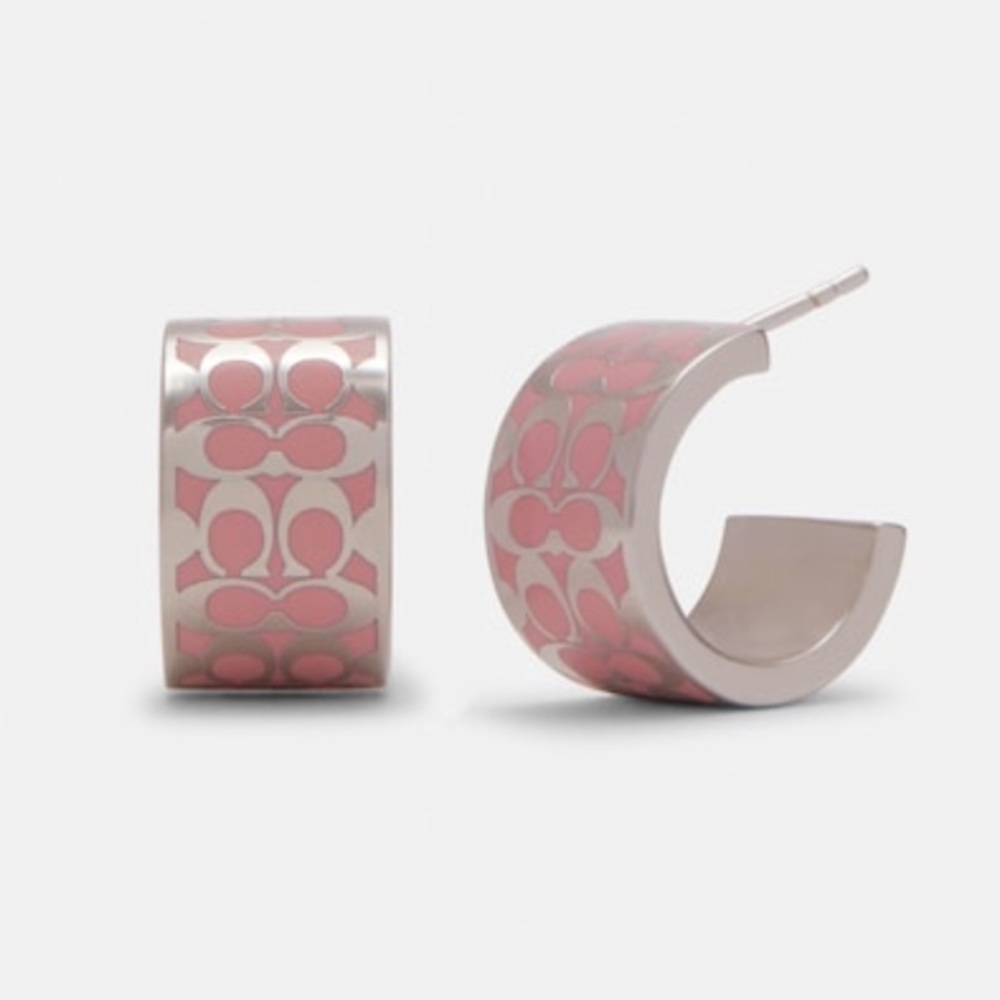 Coach Signature Huggie Earrings NWT